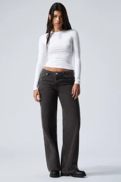 Weekday AMPLE LOW RISE LOOSE WIDE LEG JEANS ink black black Clearance