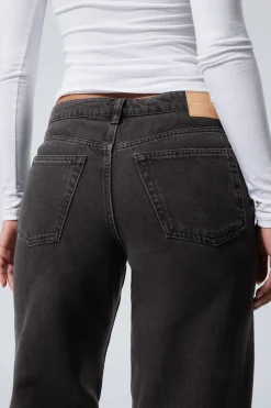 Weekday AMPLE LOW RISE LOOSE WIDE LEG JEANS ink black black Clearance