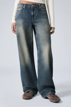 Weekday AMPLE LOW RISE LOOSE WIDE LEG JEANS steel blue medium blue Store