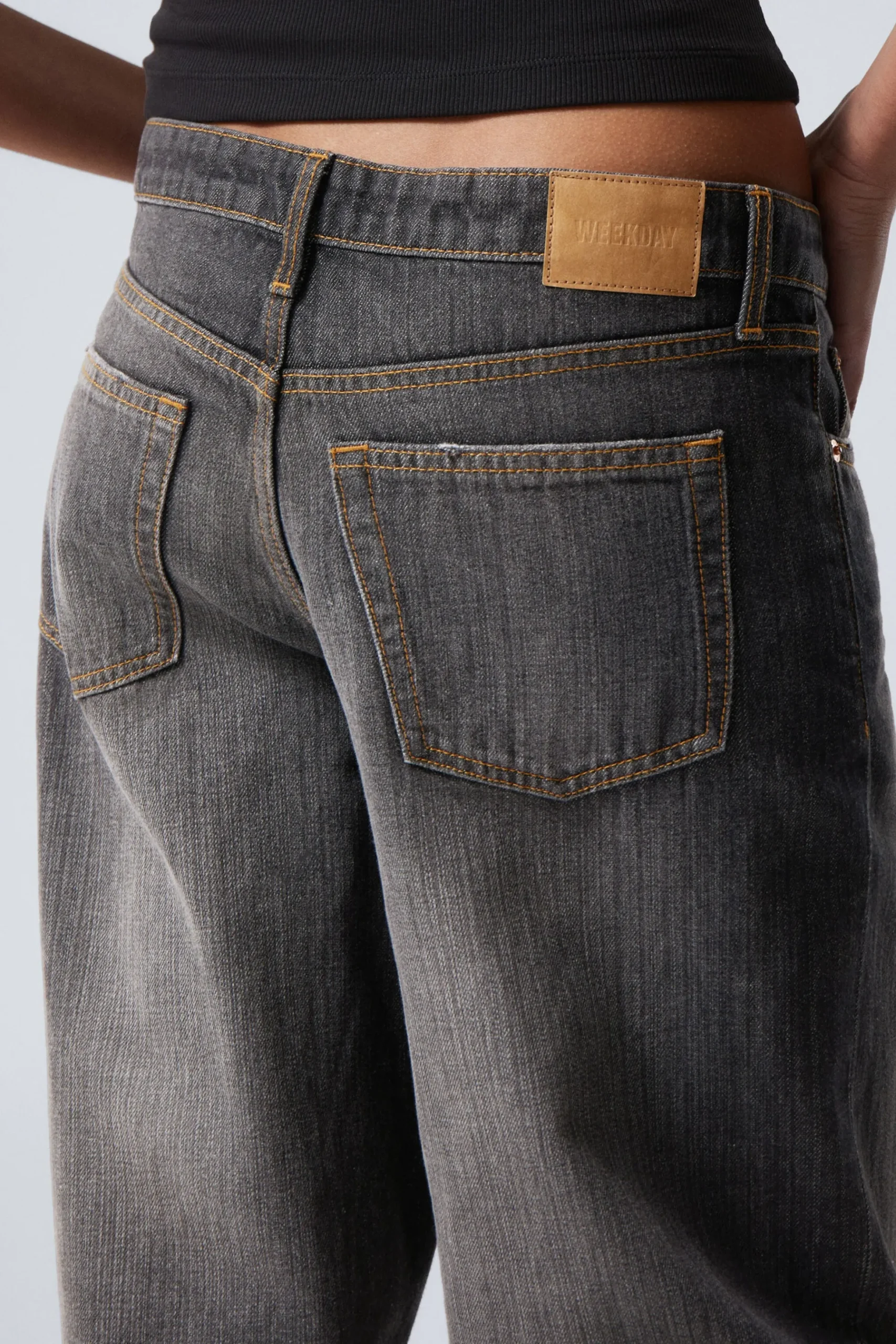 Weekday AMPLE LOW RISE LOOSE WIDE LEG JEANS ash black black Flash Sale