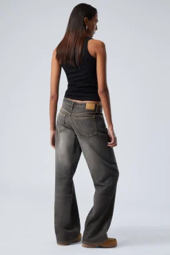 Weekday AMPLE LOW RISE LOOSE WIDE LEG JEANS ash black black Flash Sale