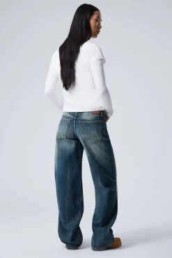 Weekday AMPLE LOW RISE LOOSE WIDE LEG JEANS gasoline blue medium blue Sale
