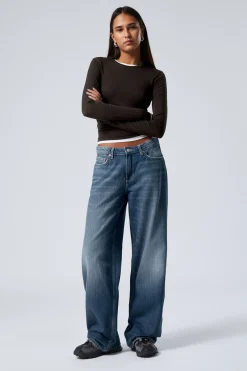 Weekday AMPLE LOW RISE LOOSE WIDE LEG JEANS mine blue medium blue Online