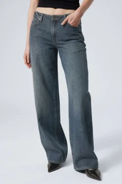 Weekday AMPLE LOW RISE LOOSE WIDE LEG JEANS lake blue dark blue Outlet