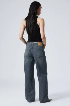 Weekday AMPLE LOW RISE LOOSE WIDE LEG JEANS lake blue dark blue Outlet
