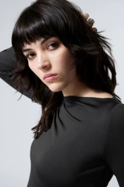 Weekday ANNIE LONG-SLEEVED BOAT-NECK TOP black Flash Sale