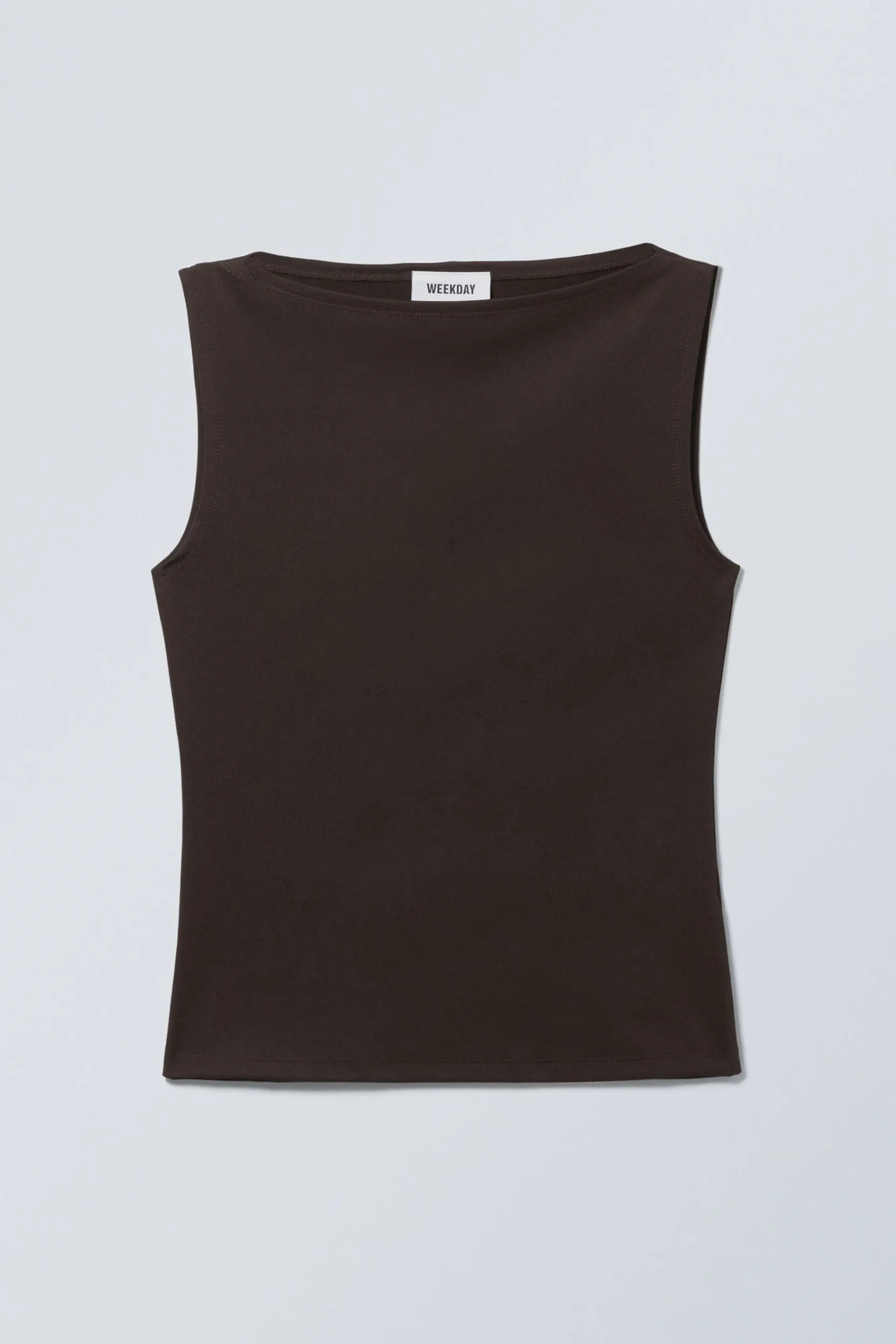 Weekday ANNIE SLEEVELESS BOAT-NECK TOP dark brown Best