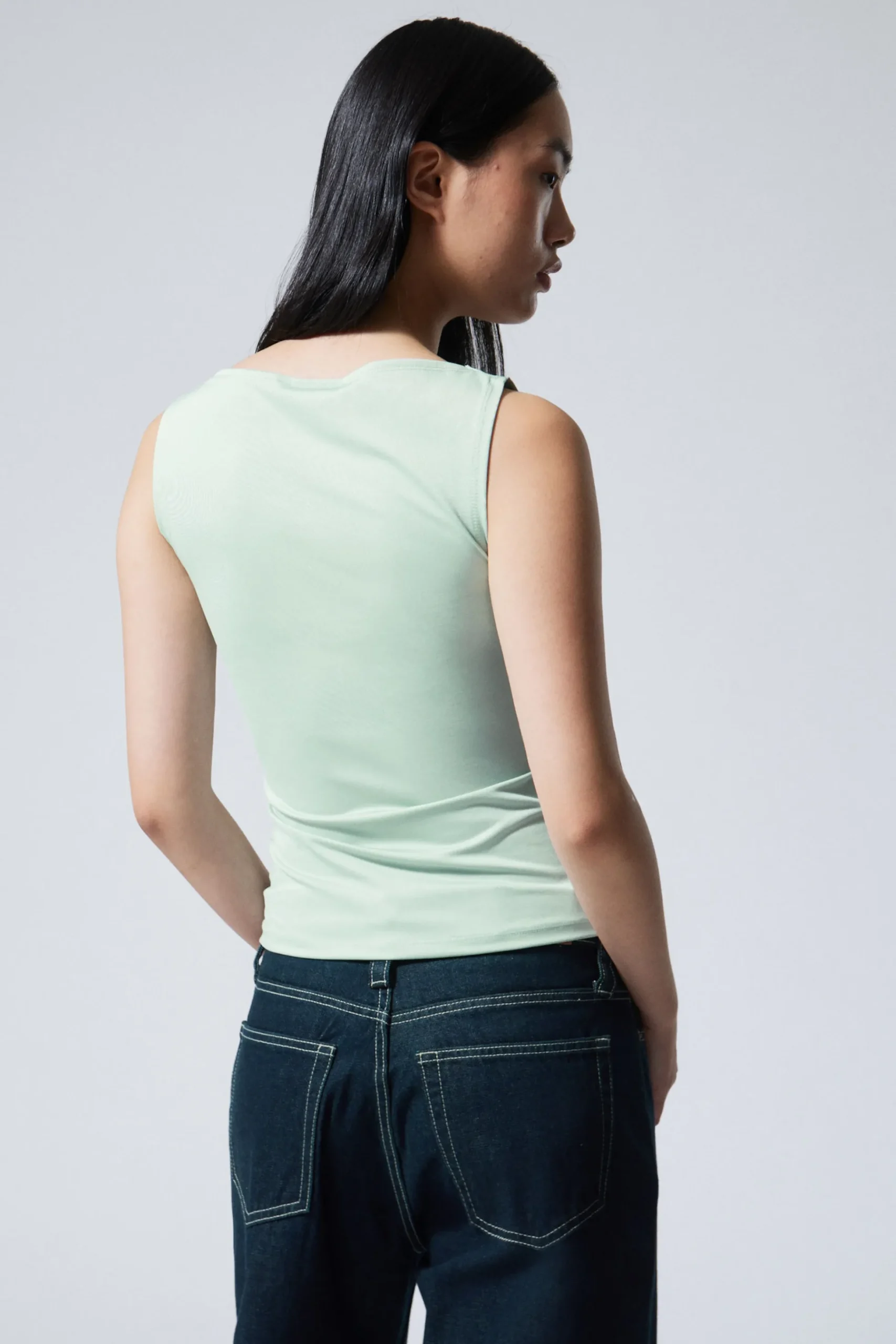 Weekday ANNIE SLEEVELESS BOAT-NECK TOP light turquoise Best