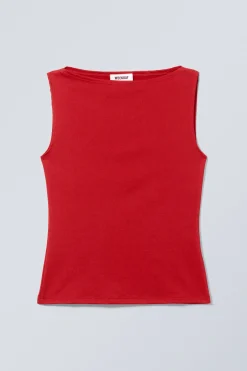 Weekday ANNIE SLEEVELESS BOAT-NECK TOP red Cheap