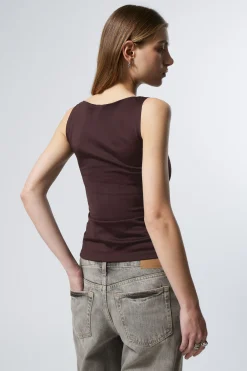 Weekday ANNIE SLEEVELESS BOAT-NECK TOP dark plum Cheap