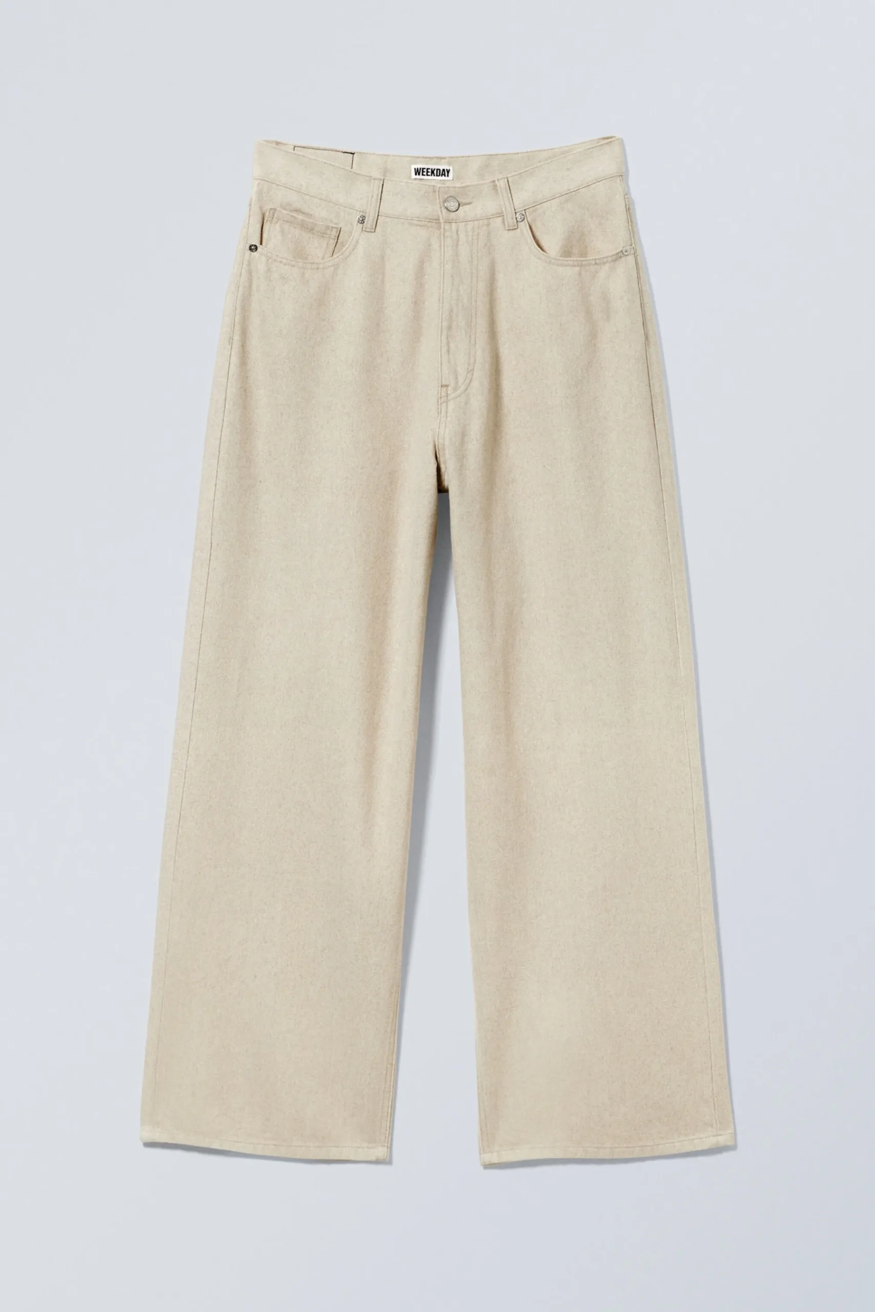 Weekday ASTRO BAGGY LINEN BLEND TROUSERS ecru Discount