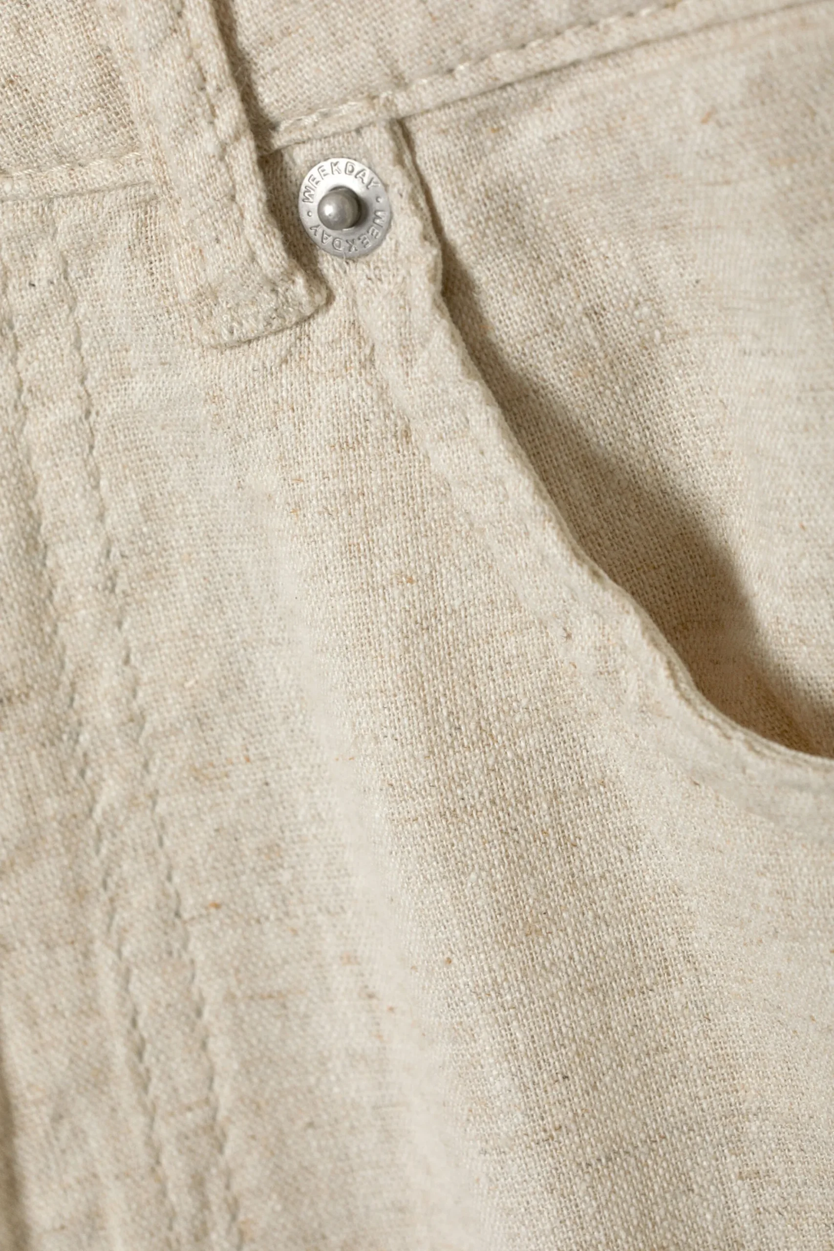 Weekday ASTRO BAGGY LINEN BLEND TROUSERS ecru Flash Sale