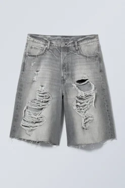 Weekday ASTRO DENIM LOOSE BAGGY SHORTS black grumble Cheap