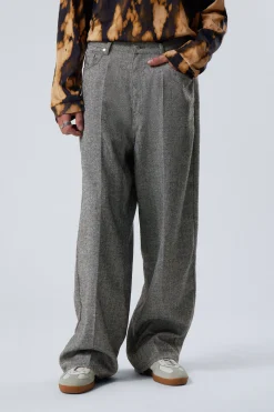 Weekday ASTRO LOOSE BAGGY HERRINGBONE TROUSERS dark grey Outlet