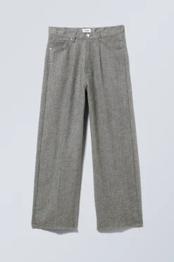 Weekday ASTRO LOOSE BAGGY HERRINGBONE TROUSERS dark grey Outlet