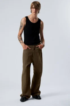 Weekday ASTRO LOOSE BAGGY HERRINGBONE TROUSERS mole dark Discount