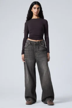 Weekday ASTRO LOOSE BAGGY LEG JEANS ash black black Hot