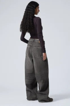 Weekday ASTRO LOOSE BAGGY LEG JEANS ash black black Hot