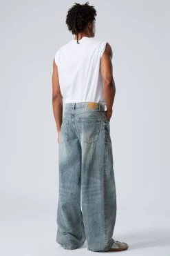 Weekday ASTRO LOOSE BAGGY LEG JEANS torn blue medium blue Online