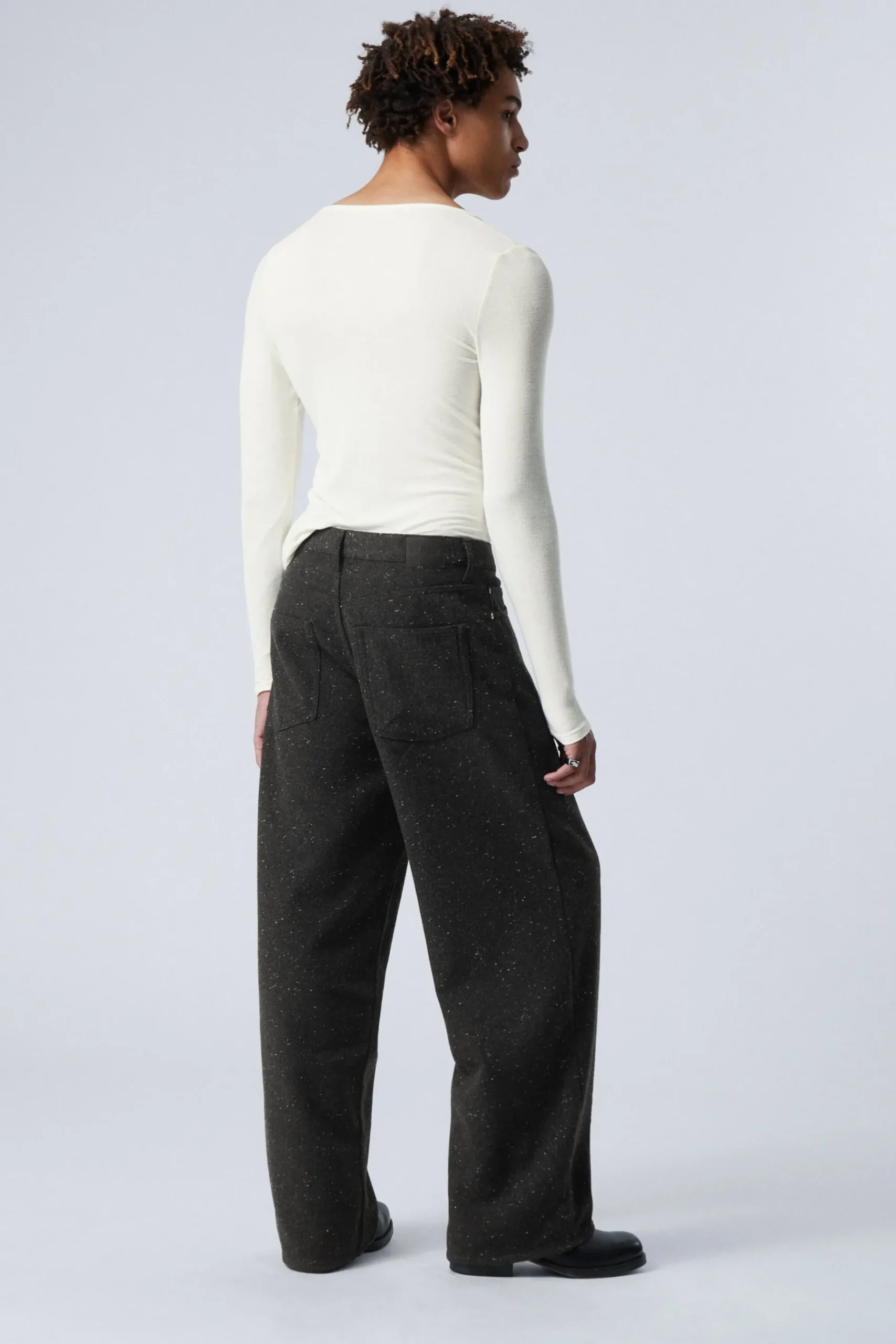 Weekday ASTRO LOOSE BAGGY NEPS SUIT TROUSERS dark grey Shop