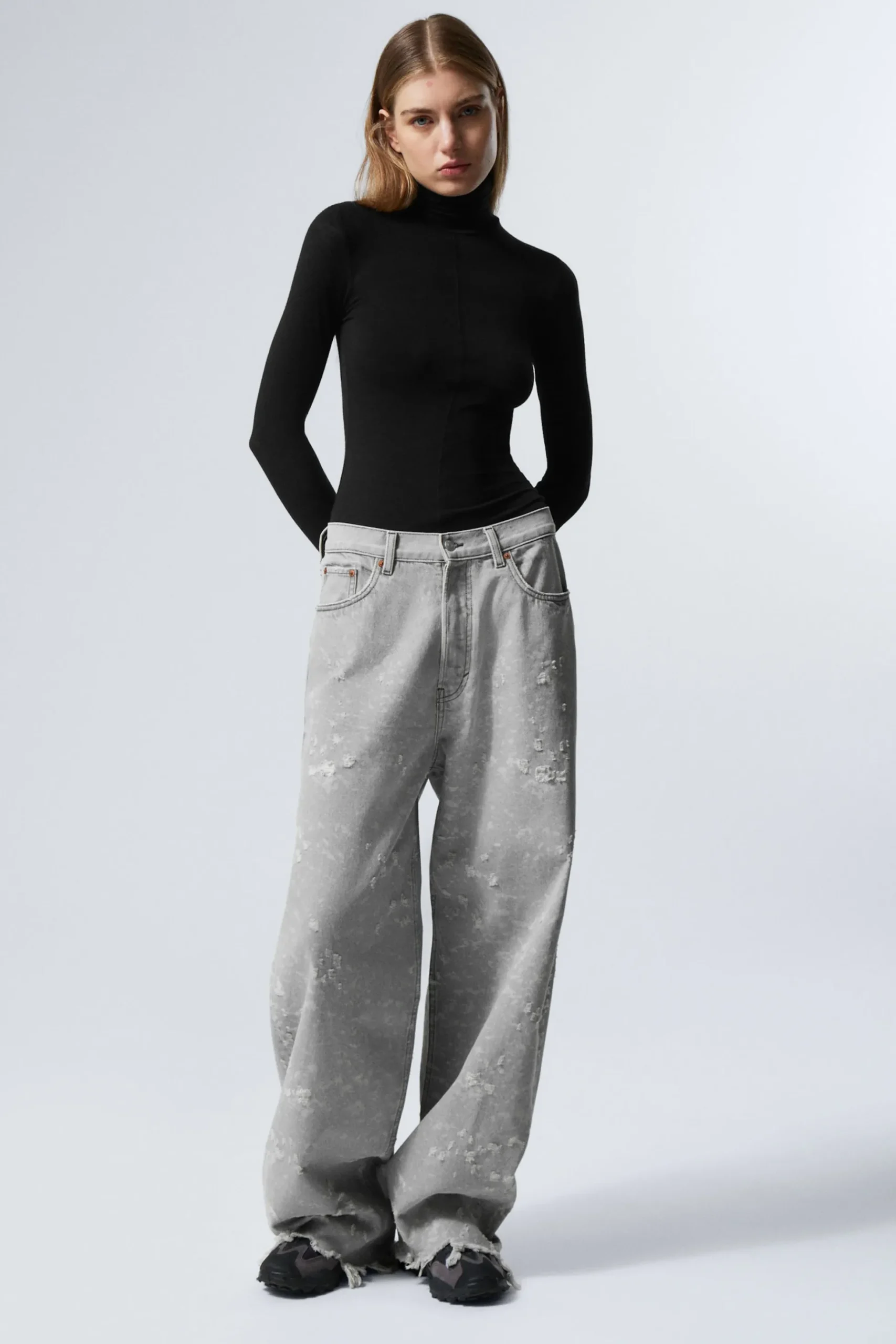 Weekday ASTRO LOOSE BAGGY TRASH JEANS grey denimal Discount