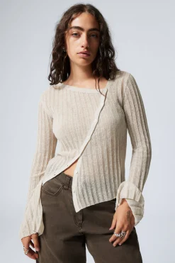 Weekday ASYMMETRIC LINEN BLEND CARDIGAN light dusty beige Clearance