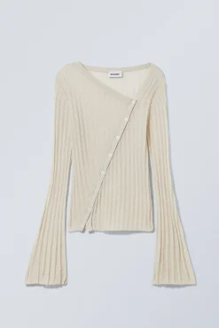 Weekday ASYMMETRIC LINEN BLEND CARDIGAN light dusty beige Clearance