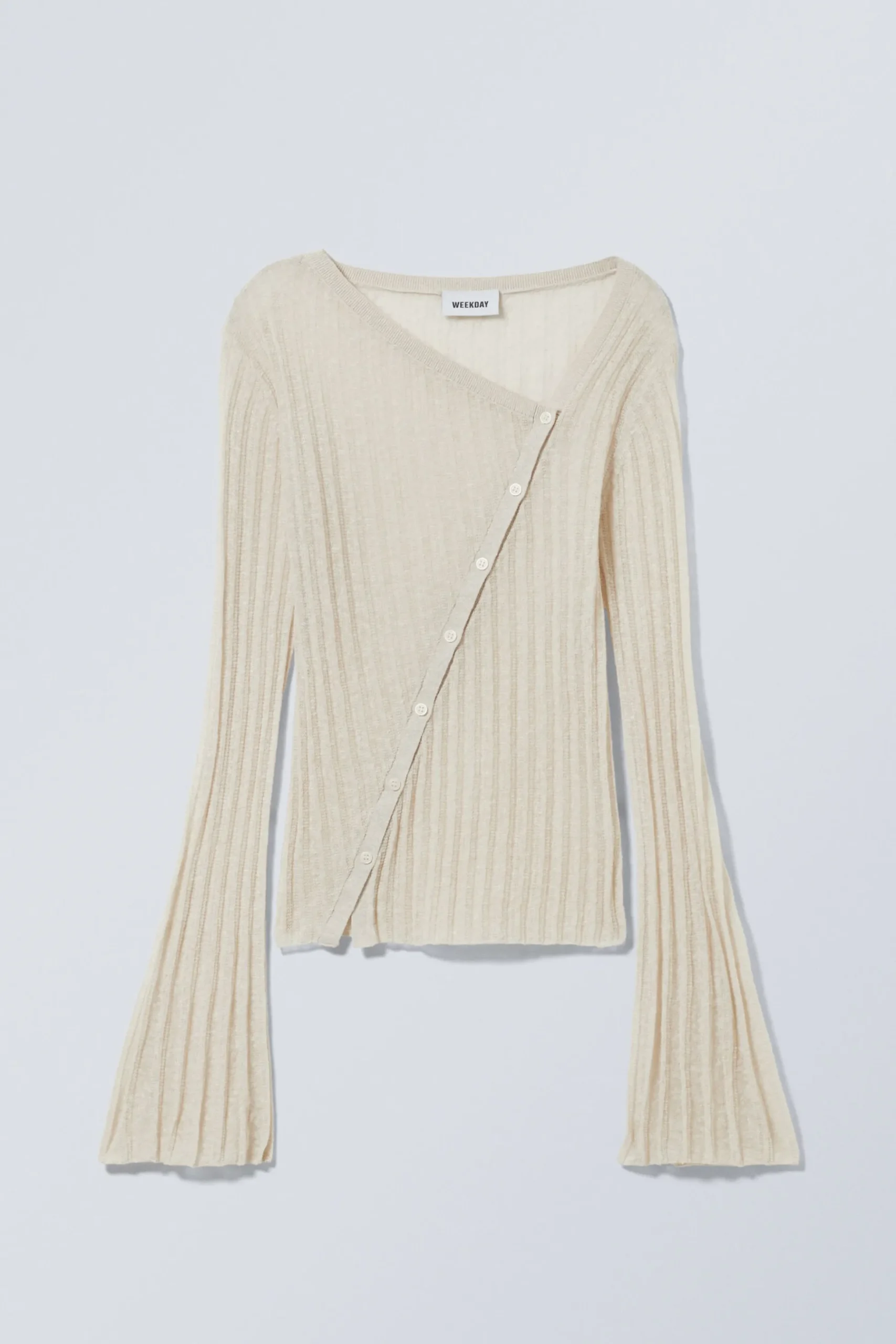 Weekday ASYMMETRIC LINEN BLEND CARDIGAN light dusty beige Clearance
