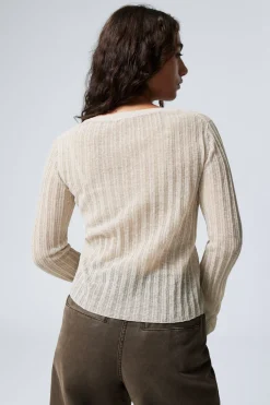 Weekday ASYMMETRIC LINEN BLEND CARDIGAN light dusty beige Clearance