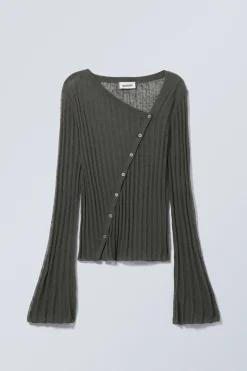 Weekday ASYMMETRIC LINEN BLEND CARDIGAN dark grey New