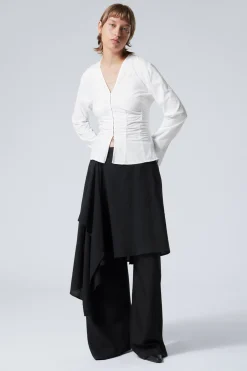 Weekday ASYMMETRIC LINEN BLEND WRAP SKIRT black Outlet