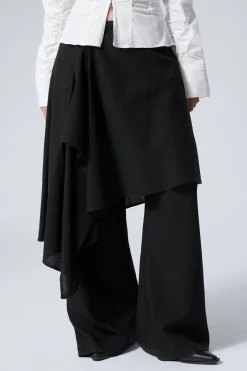 Weekday ASYMMETRIC LINEN BLEND WRAP SKIRT black Outlet