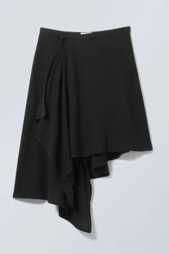 Weekday ASYMMETRIC LINEN BLEND WRAP SKIRT black Outlet