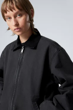 Weekday BELLE WASHED CANVAS JACKET washed black Sale