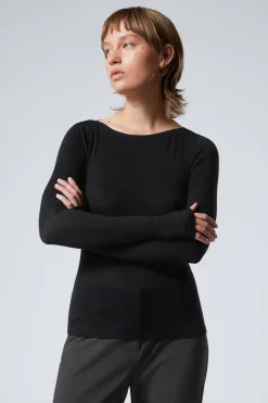 Weekday BOATNECK LONG SLEEVE TOP black Store