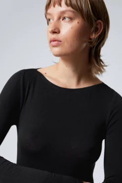 Weekday BOATNECK LONG SLEEVE TOP black Store