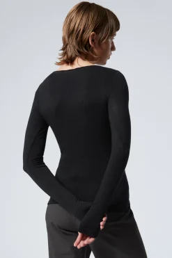 Weekday BOATNECK LONG SLEEVE TOP black Store