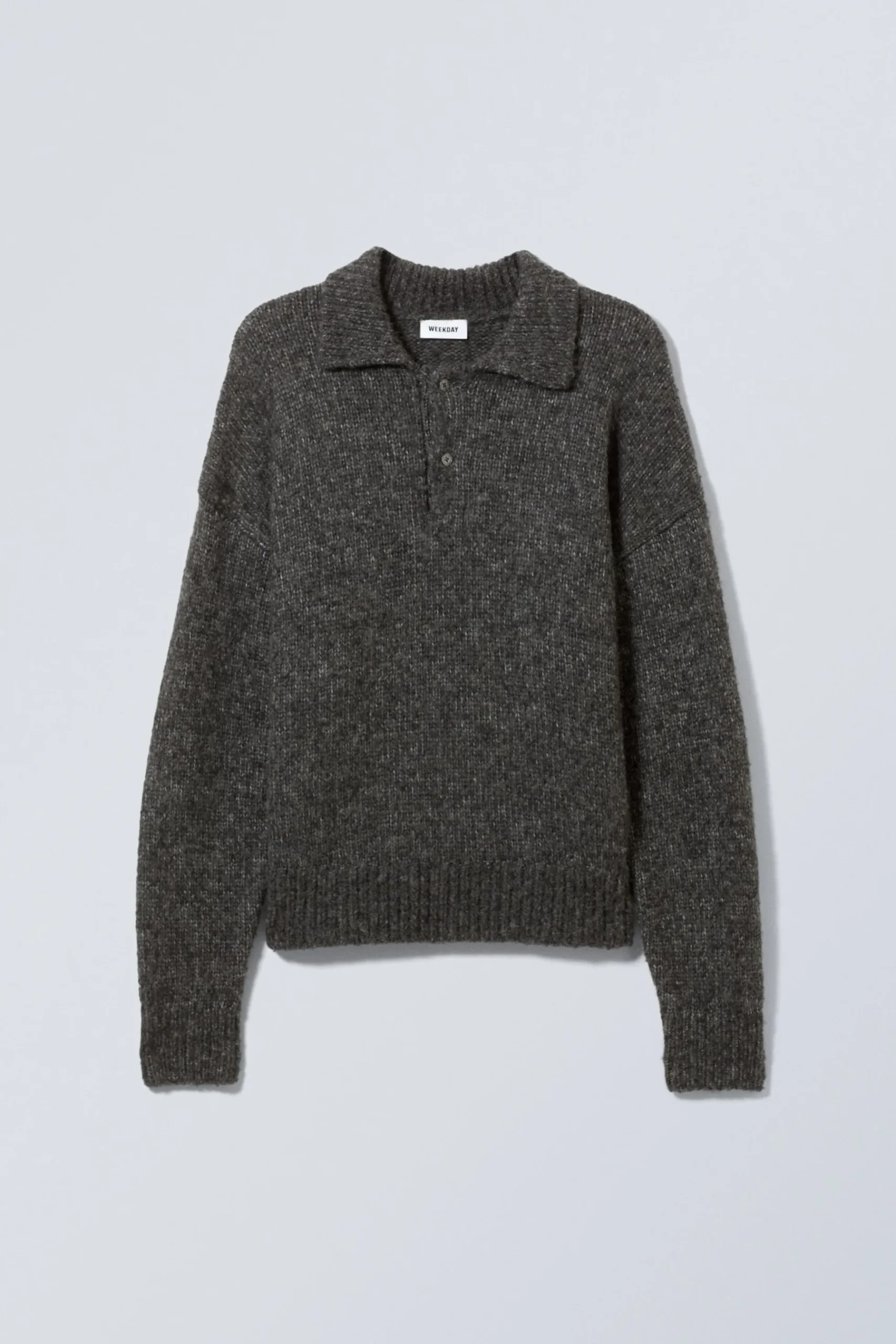 Weekday BOBBY RELAXED KNITTED POLO SWEATER dark grey Cheap
