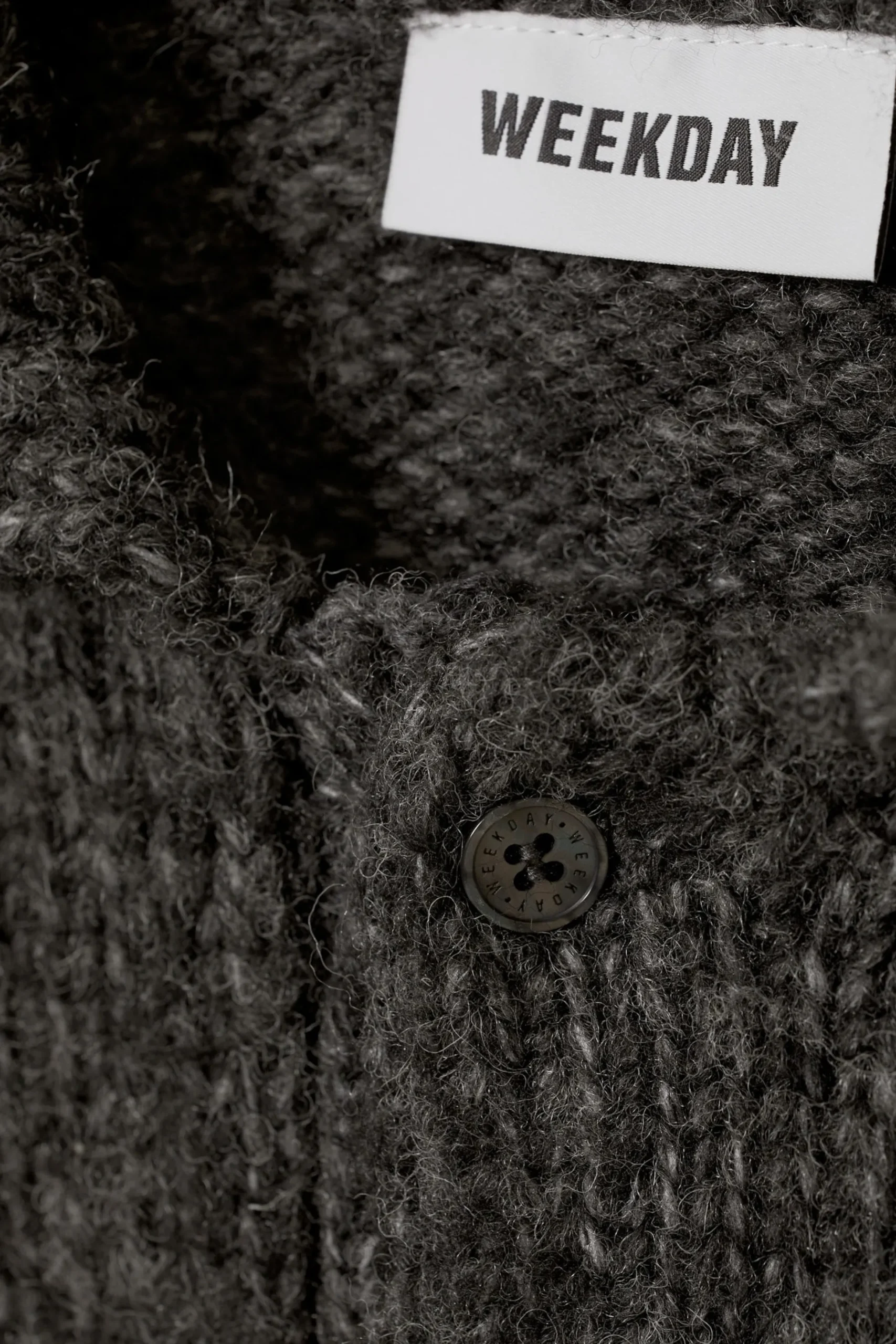 Weekday BOBBY RELAXED KNITTED POLO SWEATER dark grey Cheap