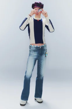 Weekday BOO BOOTLEG LOW WAIST REGULAR BOOTCUT JEANS whiped blue Best Sale