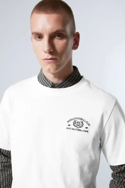 Weekday BOXY GRAPHIC PRINTED T-SHIRT white fantazy fussball club Best Sale