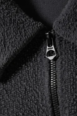 Weekday BOXY HALF-ZIP FLEECE SWEATSHIRT washed black Fashion