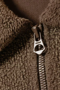 Weekday BOXY HALF-ZIP FLEECE SWEATSHIRT washed dark brown Outlet