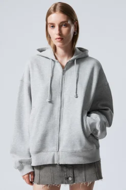 Weekday BOXY HEAVY ZIP HOODIE grey melange Cheap