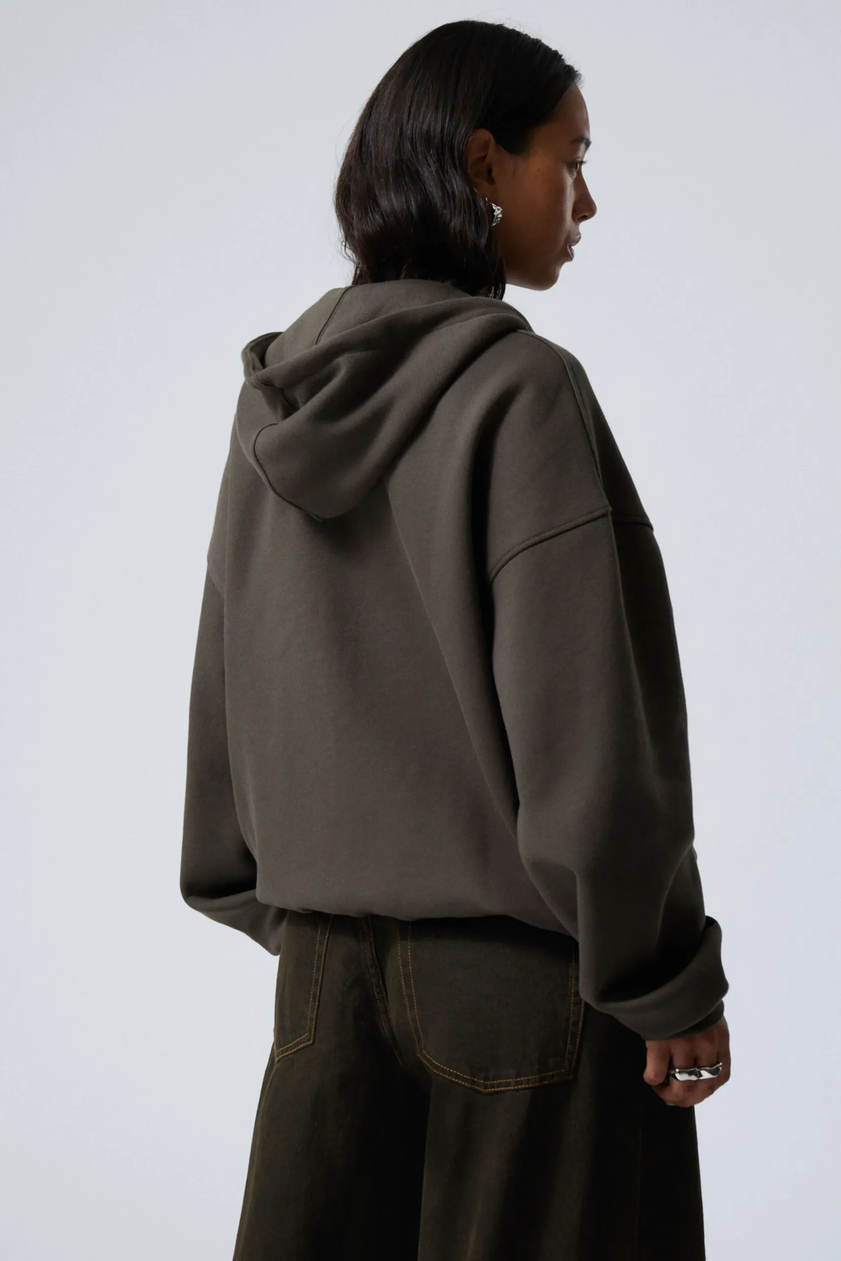 Weekday BOXY HEAVY ZIP HOODIE dark grey Store