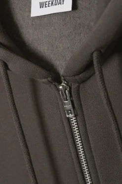 Weekday BOXY HEAVY ZIP HOODIE dark grey Store