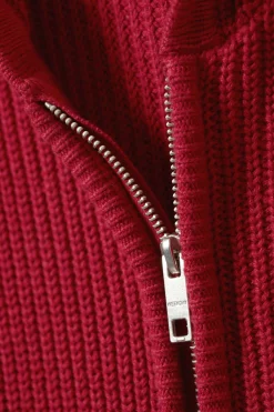 Weekday BOXY KNITTED HOODIE dark red Outlet