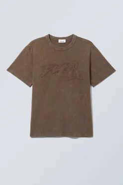 Weekday BOXY LIGHTWEIGHT GRAPHIC T-SHIRT dark brown Outlet