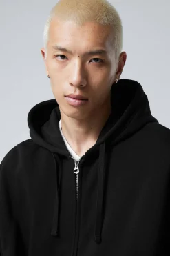 Weekday BOXY MIDWEIGHT ZIP HOODIE black Fashion