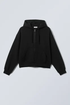 Weekday BOXY MIDWEIGHT ZIP HOODIE black Fashion